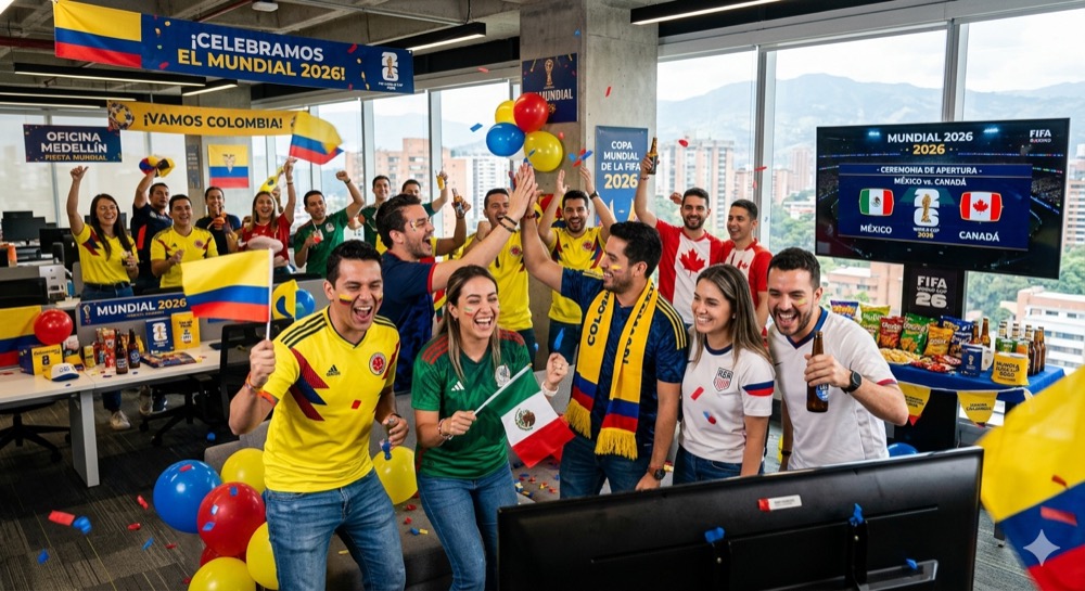 Equipo corporativo celebrando